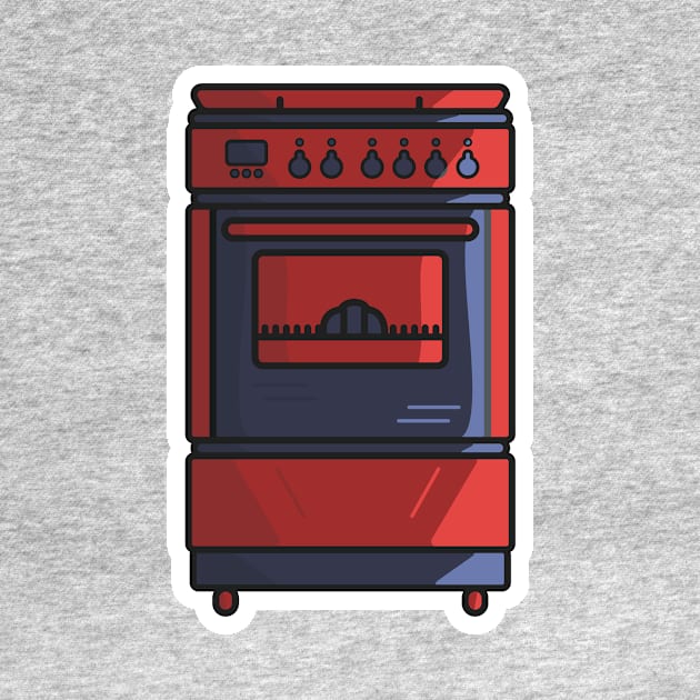 Domestic Gas Stove Oven Sticker vector illustration. Restaurant Kitchen appliance element icon concept. Electric oven sticker design logo icon with shadow. by AlviStudio